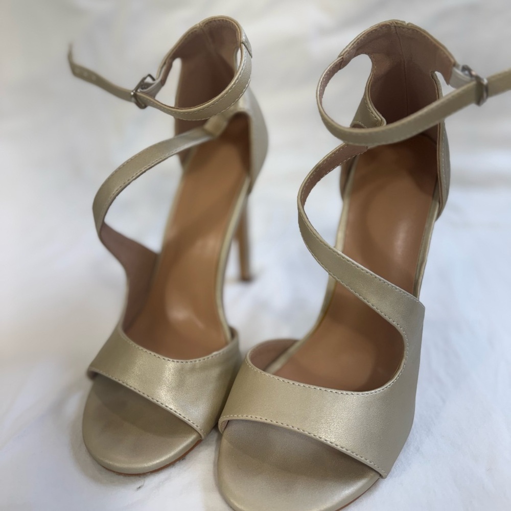 Elegant Beige Strappy Heels